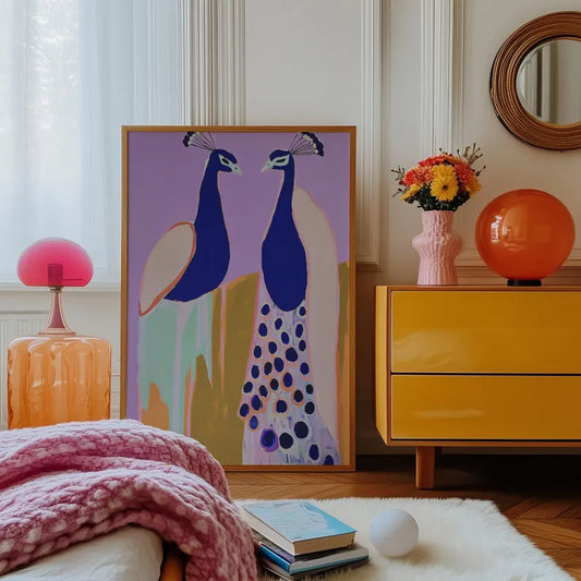 Abstract Wall Art, Colorblock Peacock Print, Maximalist Aesthetic Decor, Dopamine Decor, Bold Bedroom Art, Eclectic Living Room Decor