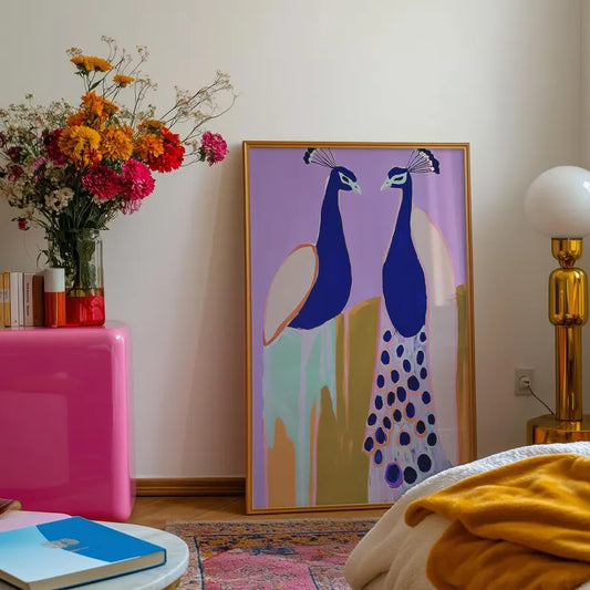 Abstract Wall Art, Colorblock Peacock Print, Maximalist Aesthetic Decor, Dopamine Decor, Bold Bedroom Art, Eclectic Living Room Decor